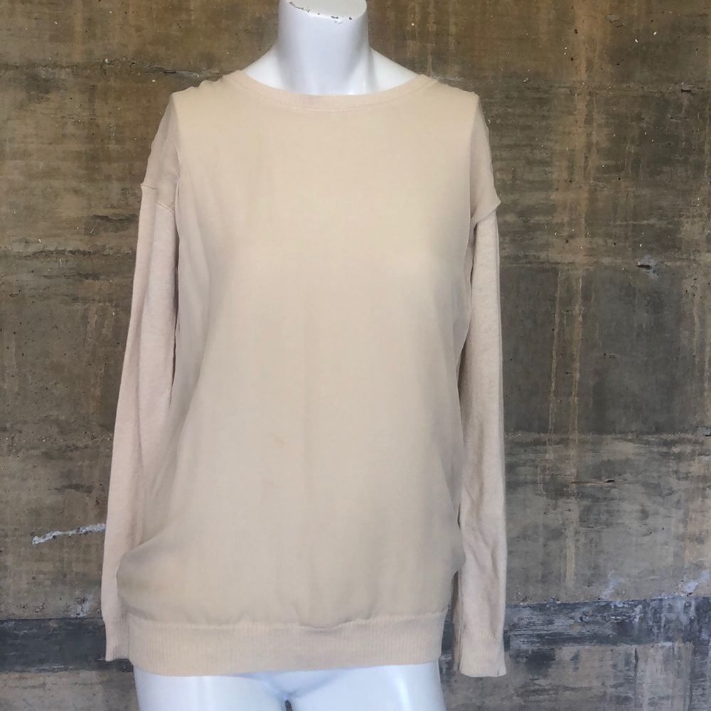 Vince Wool / Cashmere Sweater w/ Silk Overlay  XS